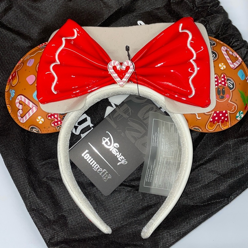 Loungefly Gingerbread house Minnie & Mickey Backpack& matching ears - Picture 3 of 7